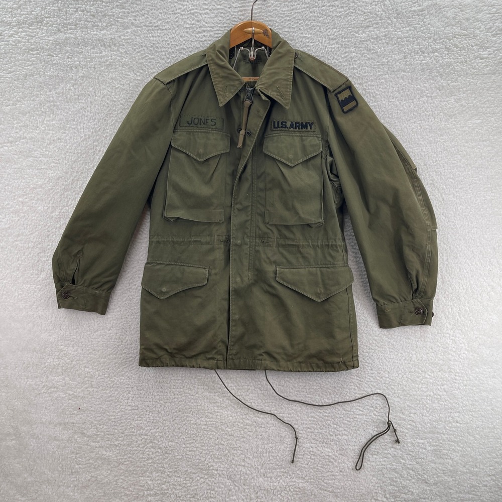 Vintage Military M1951 Field Jacket Mens Small Regular Green OG-107 Army 50s